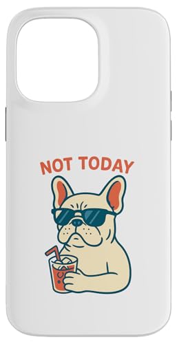 Französische Bulldogge Not Today Hipster trinkt Limonade, Vintage-Kunst Hülle für iPhone 14 Pro Max von Dog Pop Art Prints