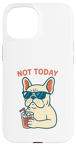 Französische Bulldogge Not Today Hipster trinkt Limonade, Vintage-Kunst Hülle für iPhone 15 von Dog Pop Art Prints