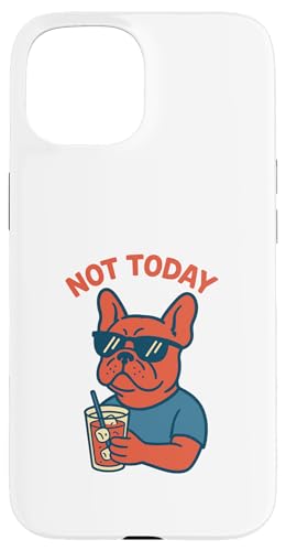 Französische Bulldogge Not Today Hipster trinkt Limonade, Vintage-Kunst Hülle für iPhone 15 von Dog Pop Art Prints