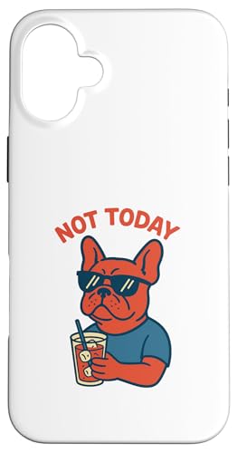 Französische Bulldogge Not Today Hipster trinkt Limonade, Vintage-Kunst Hülle für iPhone 16 Plus von Dog Pop Art Prints