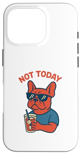 Französische Bulldogge Not Today Hipster trinkt Limonade, Vintage-Kunst Hülle für iPhone 16 Pro von Dog Pop Art Prints