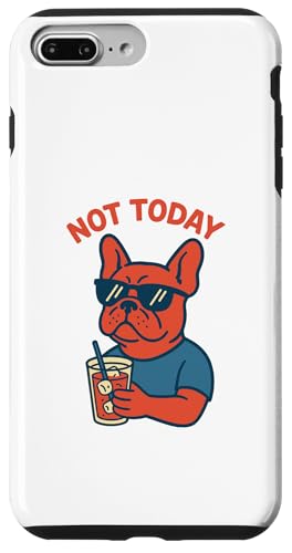 Französische Bulldogge Not Today Hipster trinkt Limonade, Vintage-Kunst Hülle für iPhone 7 Plus/8 Plus von Dog Pop Art Prints