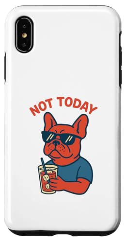 Französische Bulldogge Not Today Hipster trinkt Limonade, Vintage-Kunst Hülle für iPhone XS Max von Dog Pop Art Prints