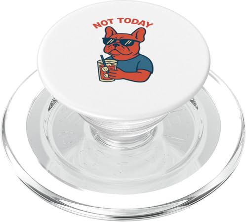 Französische Bulldogge Not Today Hipster trinkt Limonade, Vintage-Kunst PopSockets PopGrip für MagSafe von Dog Pop Art Prints