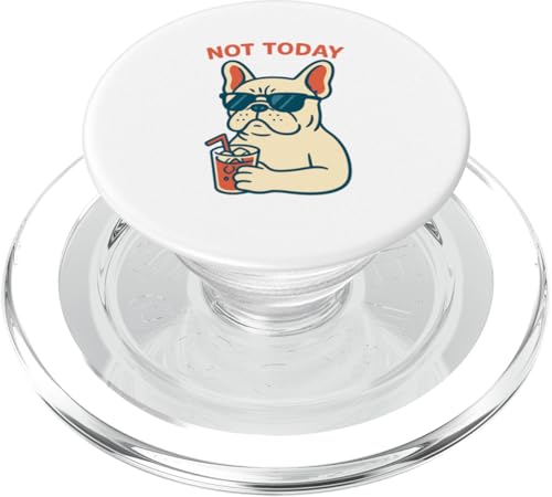 Französische Bulldogge Not Today Hipster trinkt Limonade, Vintage-Kunst PopSockets PopGrip für MagSafe von Dog Pop Art Prints