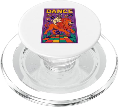 Französische Bulldogge reitet einen Löwentanz Bright Pop Art Frenchie PopSockets PopGrip für MagSafe von Dog Pop Art Prints