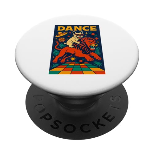 Französische Bulldogge reitet einen Löwentanz Leuchtende Pop-Art PopSockets Klebender PopGrip Französische Bulldogge reitet einen Löwentanz Leuchtende Pop-Art PopSockets Klebender PopGrip von Dog Pop Art Prints