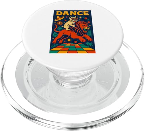 Französische Bulldogge reitet einen Löwentanz Leuchtende Pop-Art PopSockets PopGrip für MagSafe von Dog Pop Art Prints