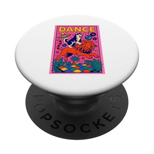 Husky Riding a Lion Dance Bright Pop Art Sibirian Husky PopSockets Klebender PopGrip Husky Riding a Lion Dance Bright Pop Art Sibirian Husky PopSockets Klebender PopGrip von Dog Pop Art Prints
