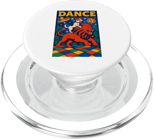 Jack Russell Terrier reitet einen Löwen Tanz, helle Pop-Art PopSockets PopGrip für MagSafe von Dog Pop Art Prints