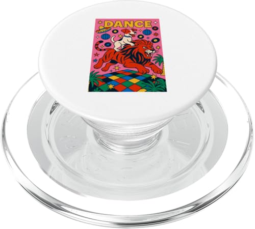 Jack Russell Terrier reitet einen Löwen Tanz, helle Pop-Art PopSockets PopGrip für MagSafe von Dog Pop Art Prints