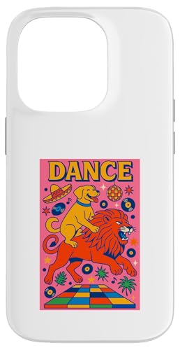 Labrador reitet einen Löwen Tanz, helle Kunst, Golden Retriever Hülle für iPhone 14 Pro Labrador reitet einen Löwen Tanz, helle Kunst, Golden Retriever Hülle für iPhone 14 Pro von Dog Pop Art Prints