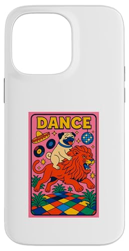 Mops reitet einen Löwen Tanz, helle Pop-Art, cool Hülle für iPhone 14 Pro Max Mops reitet einen Löwen Tanz, helle Pop-Art, cool Hülle für iPhone 14 Pro Max von Dog Pop Art Prints