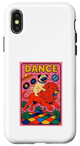 Mops reitet einen Löwen Tanz, helle Pop-Art, cool Hülle für iPhone X/XS von Dog Pop Art Prints