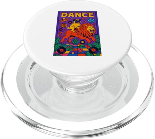 Mops reitet einen Löwen Tanz, helle Pop-Art, lustig PopSockets PopGrip für MagSafe von Dog Pop Art Prints
