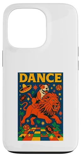 Staffordshire Bull Terrier reitet einen Löwentanz Pop Art Hülle für iPhone 13 Pro von Dog Pop Art Prints