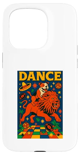 Staffordshire Bull Terrier reitet einen Löwentanz Pop Art Hülle für iPhone 15 Pro von Dog Pop Art Prints