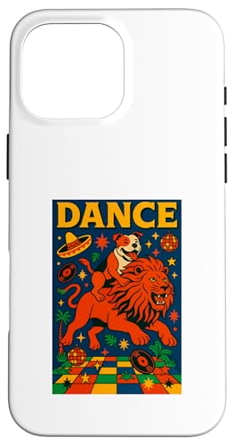 Staffordshire Bull Terrier reitet einen Löwentanz Pop Art Hülle für iPhone 16 Pro Max von Dog Pop Art Prints
