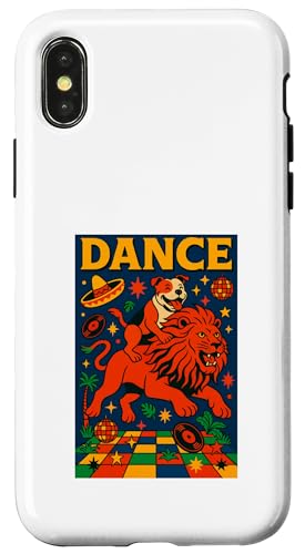 Staffordshire Bull Terrier reitet einen Löwentanz Pop Art Hülle für iPhone X/XS von Dog Pop Art Prints
