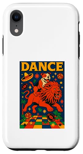 Staffordshire Bull Terrier reitet einen Löwentanz Pop Art Hülle für iPhone XR von Dog Pop Art Prints