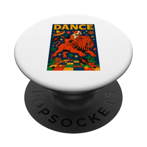 Staffordshire Bull Terrier reitet einen Löwentanz Pop Art PopSockets Klebender PopGrip von Dog Pop Art Prints