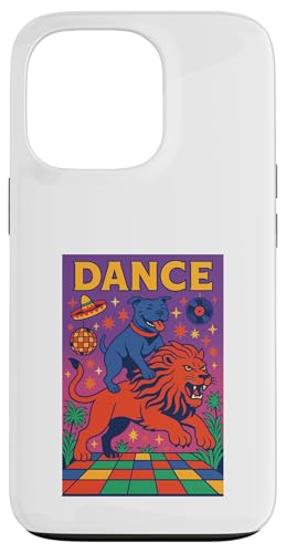 Staffordshire Bullterrier reitet einen Löwentanz Bright Art Hülle für iPhone 13 Pro von Dog Pop Art Prints