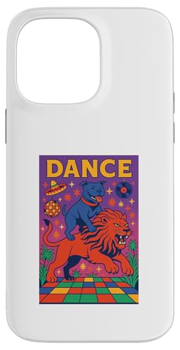 Staffordshire Bullterrier reitet einen Löwentanz Bright Art Hülle für iPhone 14 Pro Max von Dog Pop Art Prints