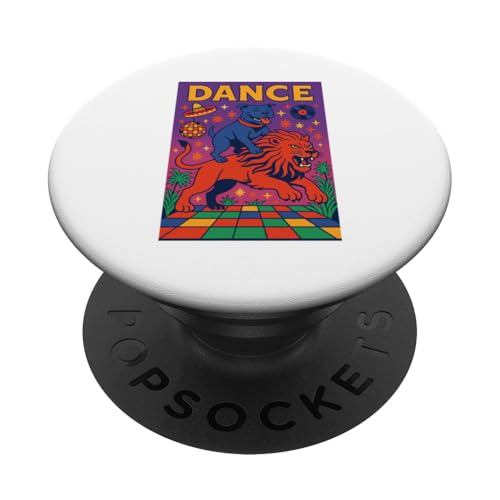 Staffordshire Bullterrier reitet einen Löwentanz Bright Art PopSockets Klebender PopGrip Staffordshire Bullterrier reitet einen Löwentanz Bright Art PopSockets Klebender PopGrip von Dog Pop Art Prints