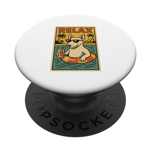 Bull Terrier Entspannend Relax im Comic-Stil PopSockets Klebender PopGrip Bull Terrier Entspannend Relax im Comic-Stil PopSockets Klebender PopGrip von Dog Pop Art Store
