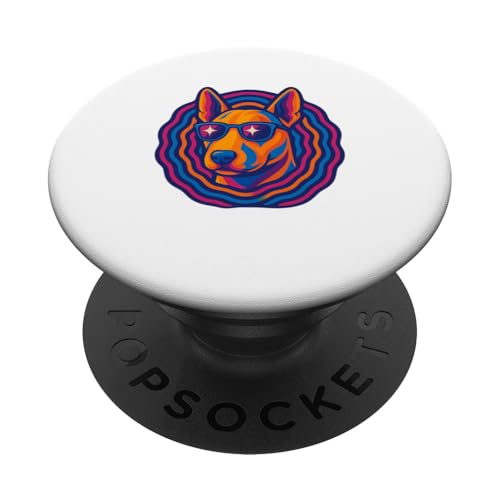 Bullterrier mit Sonnenbrille, stilvolle Hunde-Pop-Art PopSockets Klebender PopGrip Bullterrier mit Sonnenbrille, stilvolle Hunde-Pop-Art PopSockets Klebender PopGrip von Dog Pop Art Store
