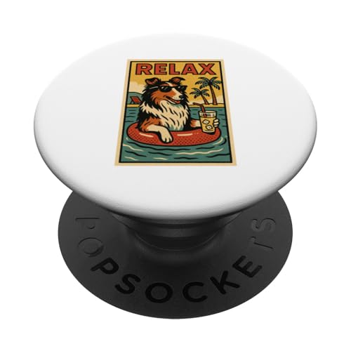 Collie Relaxing Cooler Hund im Comicbuch-Stil Relax PopSockets Klebender PopGrip Collie Relaxing Cooler Hund im Comicbuch-Stil Relax PopSockets Klebender PopGrip von Dog Pop Art Store