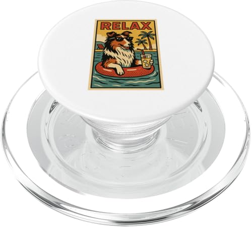 Collie Relaxing Cooler Hund im Comicbuch-Stil Relax PopSockets PopGrip für MagSafe von Dog Pop Art Store