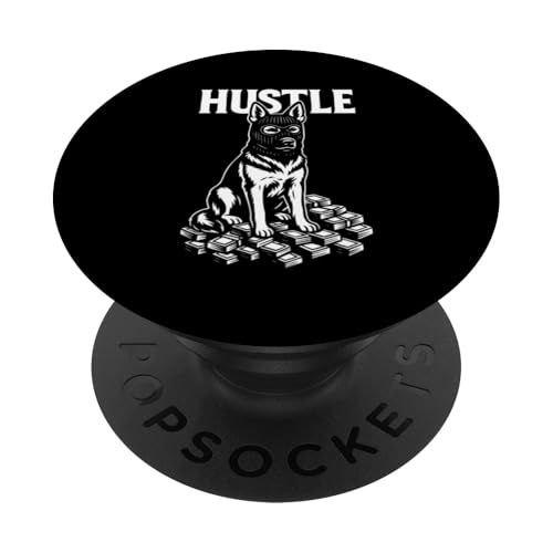Deutscher Schäferhund mit Sturmhaube Gangster Hektik Geld PopSockets Klebender PopGrip von Dog Pop Art Store