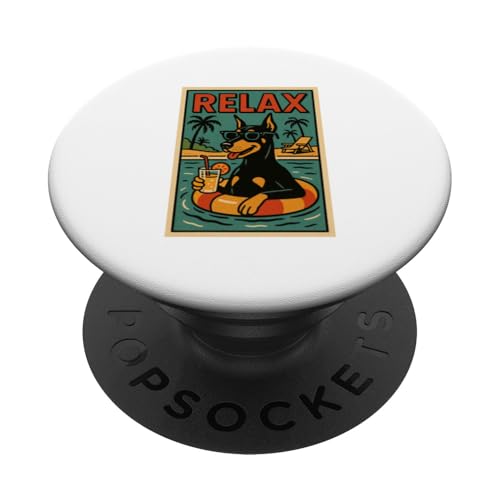 Dobermann Entspannt euch im Comic-Stil PopSockets Klebender PopGrip Dobermann Entspannt euch im Comic-Stil PopSockets Klebender PopGrip von Dog Pop Art Store