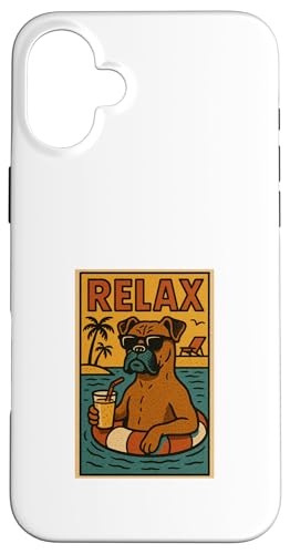 Entspannender Boxerhund, cooler Comic-Stil, Relax Hülle für iPhone 16 Plus Entspannender Boxerhund, cooler Comic-Stil, Relax Hülle für iPhone 16 Plus von Dog Pop Art Store