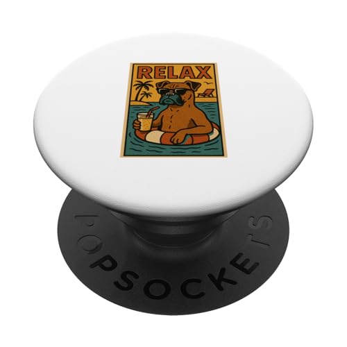 Entspannender Boxerhund, cooler Comic-Stil, Relax PopSockets Klebender PopGrip von Dog Pop Art Store