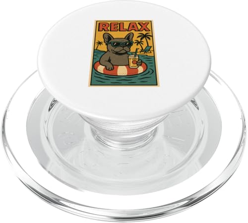 Französische Bulldogge Relaxing Comic Book Style Relax Frenchie PopSockets PopGrip für MagSafe Französische Bulldogge Relaxing Comic Book Style Relax Frenchie PopSockets PopGrip für MagSafe von Dog Pop Art Store