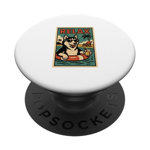 Husky Relaxing Dog im Comicbuch-Stil Relax Siberian Husky PopSockets Klebender PopGrip Husky Relaxing Dog im Comicbuch-Stil Relax Siberian Husky PopSockets Klebender PopGrip von Dog Pop Art Store