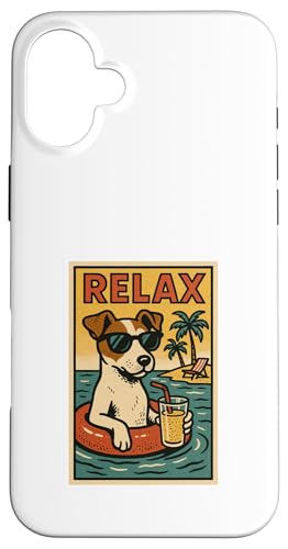 Jack Russell Terrier Entspannende Entspannung im Comic-Stil Hülle für iPhone 16 Plus von Dog Pop Art Store