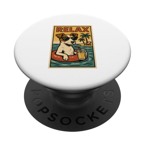 Jack Russell Terrier Entspannende Entspannung im Comic-Stil PopSockets Klebender PopGrip Jack Russell Terrier Entspannende Entspannung im Comic-Stil PopSockets Klebender PopGrip von Dog Pop Art Store