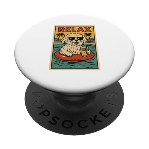 Malteser Hund Relaxing Cool Comic Book Style Relax PopSockets Klebender PopGrip Malteser Hund Relaxing Cool Comic Book Style Relax PopSockets Klebender PopGrip von Dog Pop Art Store