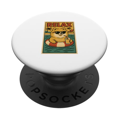 Pommersche Entspannung im coolen Hunde-Comicbuch-Stil Relax PopSockets Klebender PopGrip von Dog Pop Art Store