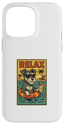 Schnauzer Hund Relaxing Cool Comic Book Style Relax Hülle für iPhone 14 Pro Max von Dog Pop Art Store