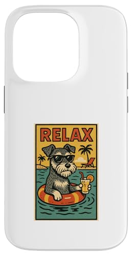 Schnauzer Hund Relaxing Cool Comic Book Style Relax Hülle für iPhone 14 Pro von Dog Pop Art Store