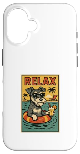 Schnauzer Hund Relaxing Cool Comic Book Style Relax Hülle für iPhone 16 von Dog Pop Art Store