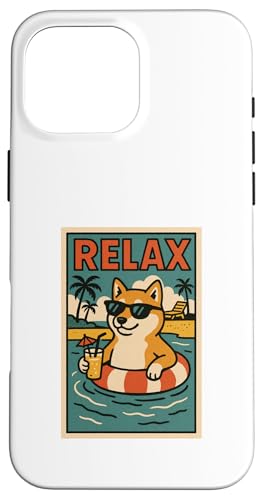 Shiba Inu Relaxing Cooler Hund im Comicbuch-Stil Relax Hülle für iPhone 16 Pro Max von Dog Pop Art Store