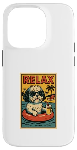 Shih Tzu Relaxing Cooler Hund im Comicbuch-Stil Relax Hülle für iPhone 14 Pro von Dog Pop Art Store