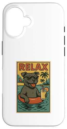 Staffordshire Bull Terrier Entspannende Entspannung im Comic-Stil Hülle für iPhone 16 Staffordshire Bull Terrier Entspannende Entspannung im Comic-Stil Hülle für iPhone 16 von Dog Pop Art Store