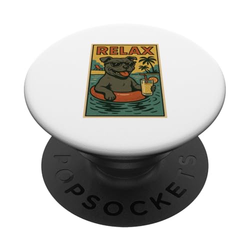 Staffordshire Bull Terrier Entspannende Entspannung im Comic-Stil PopSockets Klebender PopGrip Staffordshire Bull Terrier Entspannende Entspannung im Comic-Stil PopSockets Klebender PopGrip von Dog Pop Art Store