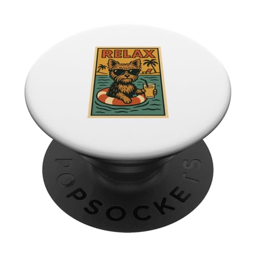 Yorkshire Terrier, entspannend, cool, für Hunde, im Comicbuch-Stil PopSockets Klebender PopGrip Yorkshire Terrier, entspannend, cool, für Hunde, im Comicbuch-Stil PopSockets Klebender PopGrip von Dog Pop Art Store